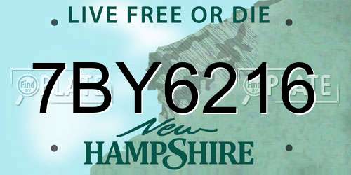 7BY6216 New Hampshire License Plate