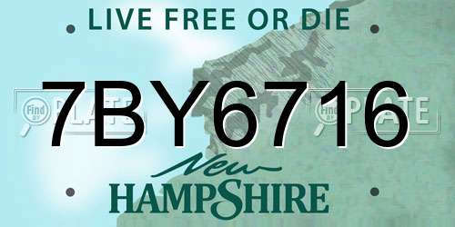 7BY6716 New Hampshire License Plate