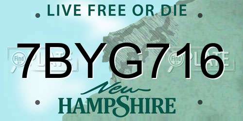 7BYG716 New Hampshire License Plate