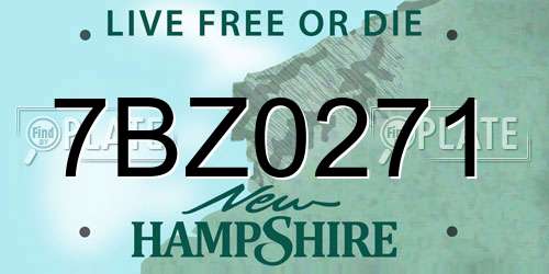 7BZ0271 New Hampshire License Plate