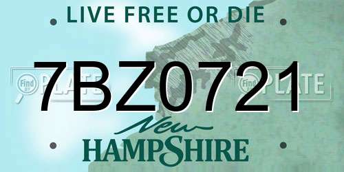 7BZ0721 New Hampshire License Plate
