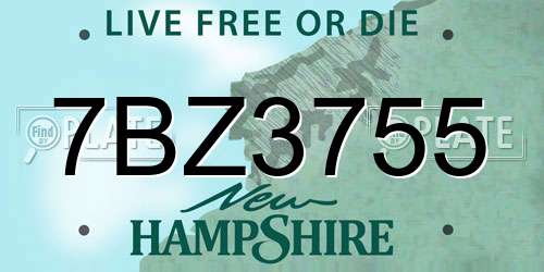 7BZ3755 New Hampshire License Plate
