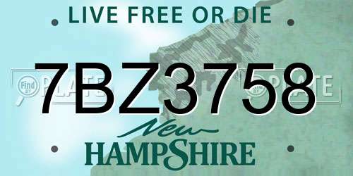 7BZ3758 New Hampshire License Plate