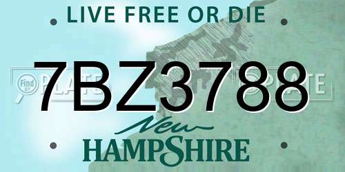 7BZ3788 New Hampshire License Plate