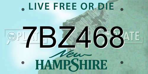 7BZ468 New Hampshire License Plate
