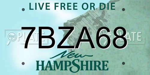 7BZA68 New Hampshire License Plate