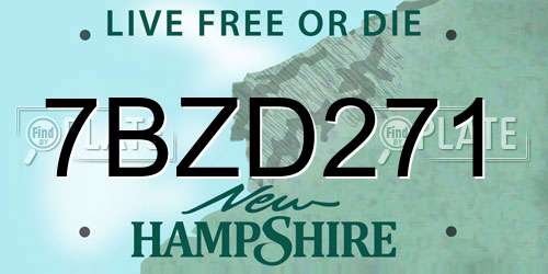 7BZD271 New Hampshire License Plate