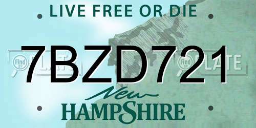 7BZD721 New Hampshire License Plate