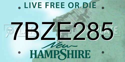7BZE285 New Hampshire License Plate