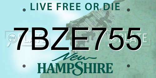 7BZE755 New Hampshire License Plate