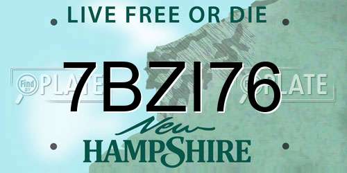 7BZI76 New Hampshire License Plate