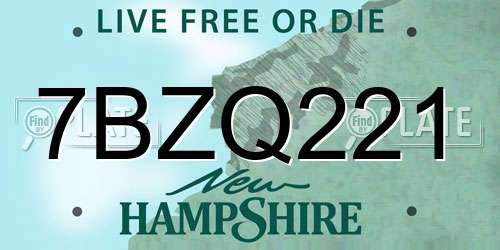 7BZQ221 New Hampshire License Plate