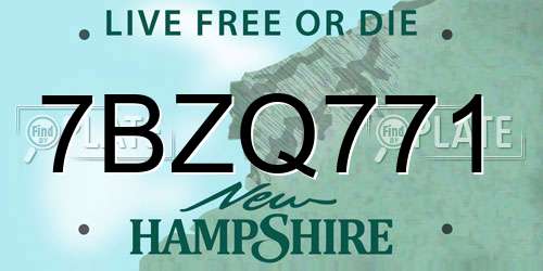7BZQ771 New Hampshire License Plate