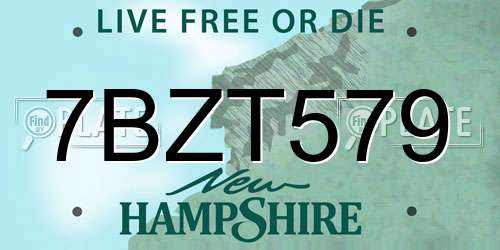7BZT579 New Hampshire License Plate