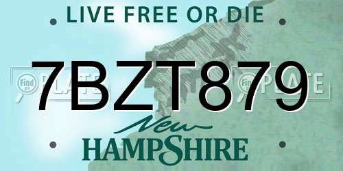 7BZT879 New Hampshire License Plate
