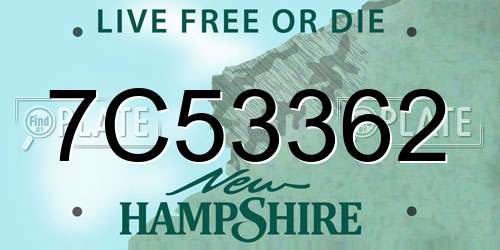 7C53362 New Hampshire License Plate