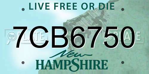 7CB6750 New Hampshire License Plate