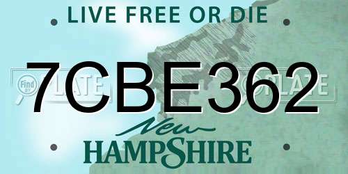 7CBE362 New Hampshire License Plate