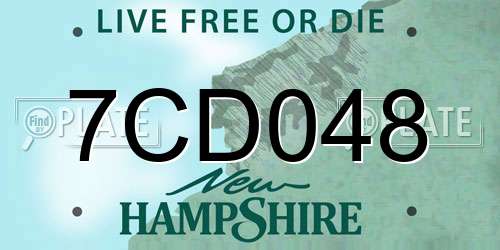 7CD048 New Hampshire License Plate