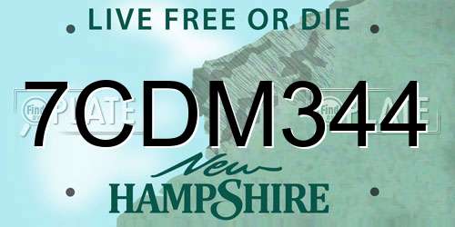 7CDM344 New Hampshire License Plate