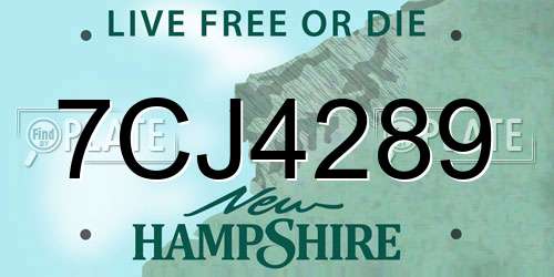 7CJ4289 New Hampshire License Plate
