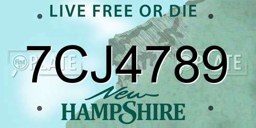 7CJ4789 New Hampshire License Plate