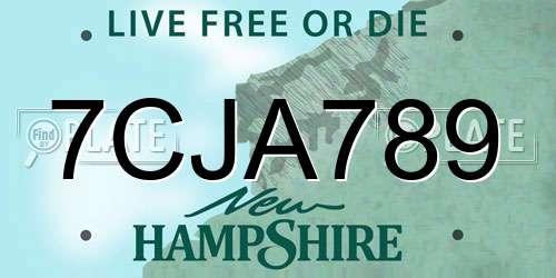 7CJA789 New Hampshire License Plate
