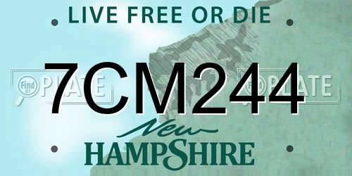 7CM244 New Hampshire License Plate
