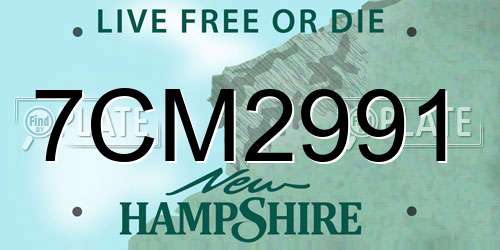 7CM2991 New Hampshire License Plate