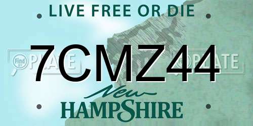 7CMZ44 New Hampshire License Plate