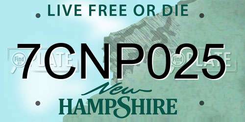 7CNP025 New Hampshire License Plate