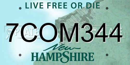 7COM344 New Hampshire License Plate