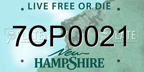 7CP0021 New Hampshire License Plate