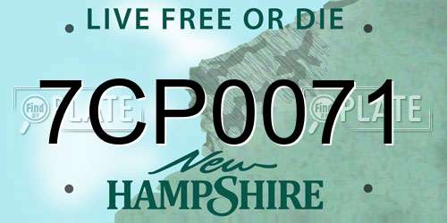 7CP0071 New Hampshire License Plate