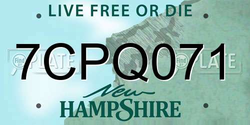 7CPQ071 New Hampshire License Plate