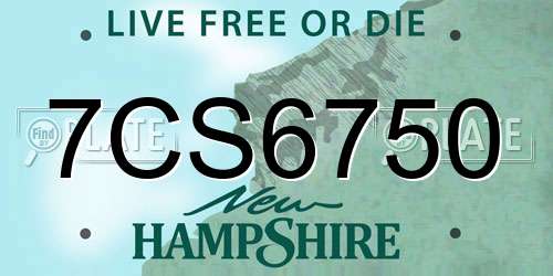 7CS6750 New Hampshire License Plate