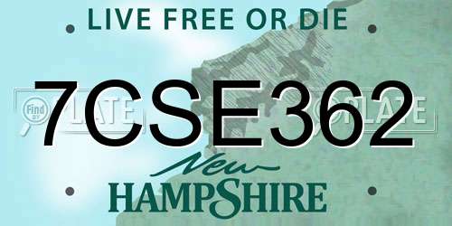 7CSE362 New Hampshire License Plate