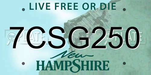 7CSG250 New Hampshire License Plate