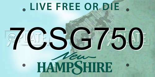7CSG750 New Hampshire License Plate