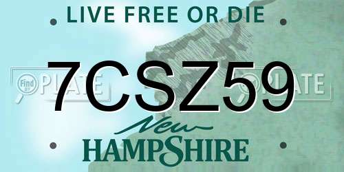 7CSZ59 New Hampshire License Plate