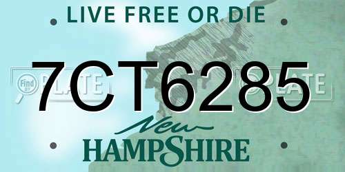 7CT6285 New Hampshire License Plate