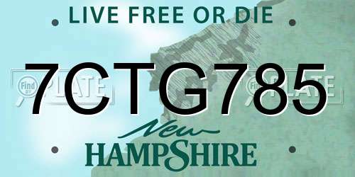 7CTG785 New Hampshire License Plate