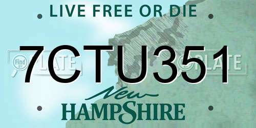 7CTU351 New Hampshire License Plate
