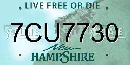 7CU7730 New Hampshire License Plate