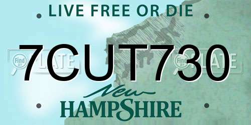 7CUT730 New Hampshire License Plate