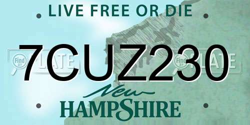 7CUZ230 New Hampshire License Plate