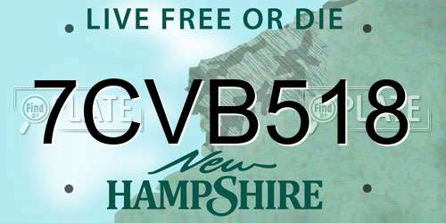 7CVB518 New Hampshire License Plate