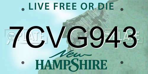 7CVG943 New Hampshire License Plate