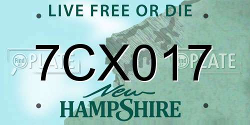 7CX017 New Hampshire License Plate