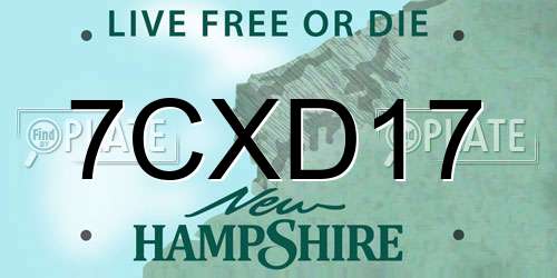 7CXD17 New Hampshire License Plate